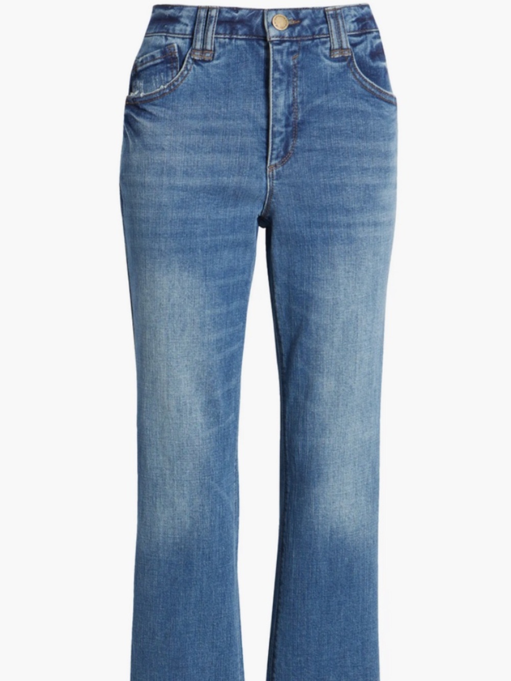Wit & Wisdom New Women's Ab Solution Button Fly Jeans Medium Wash Sz 14 Raw Hem